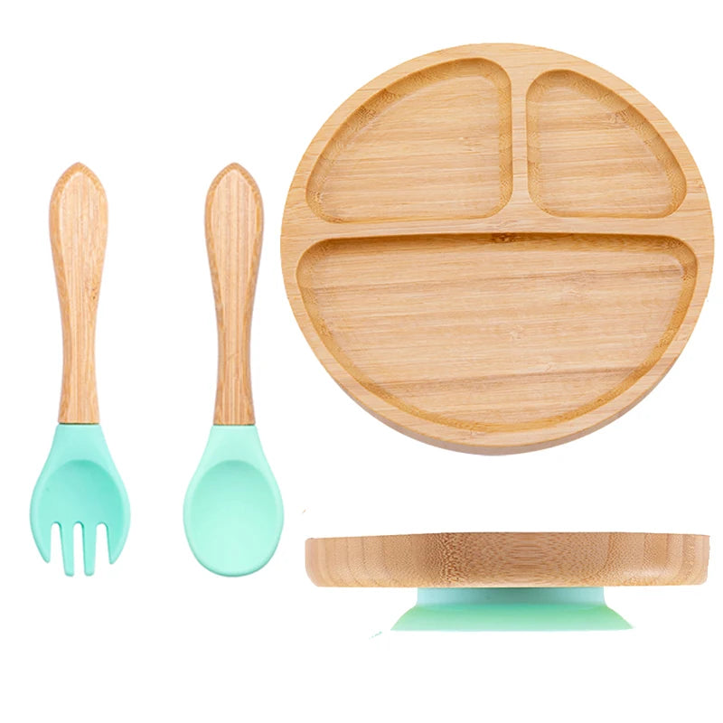 Baby Dinnerware – 3PCS Bamboo Plate & Suction Tableware
