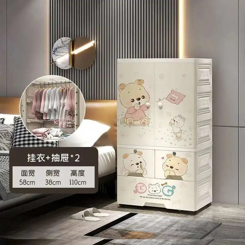 Armoire bébé en plastique – Armoire de rangement à motifs pour filles