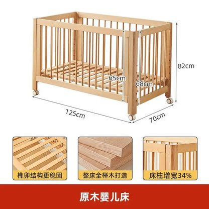 Lit bébé réglable en hêtre – Modèle convertible et sécurisé
