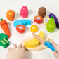 Ensemble de découpe d'aliments en bois – Apprendre et jouer !