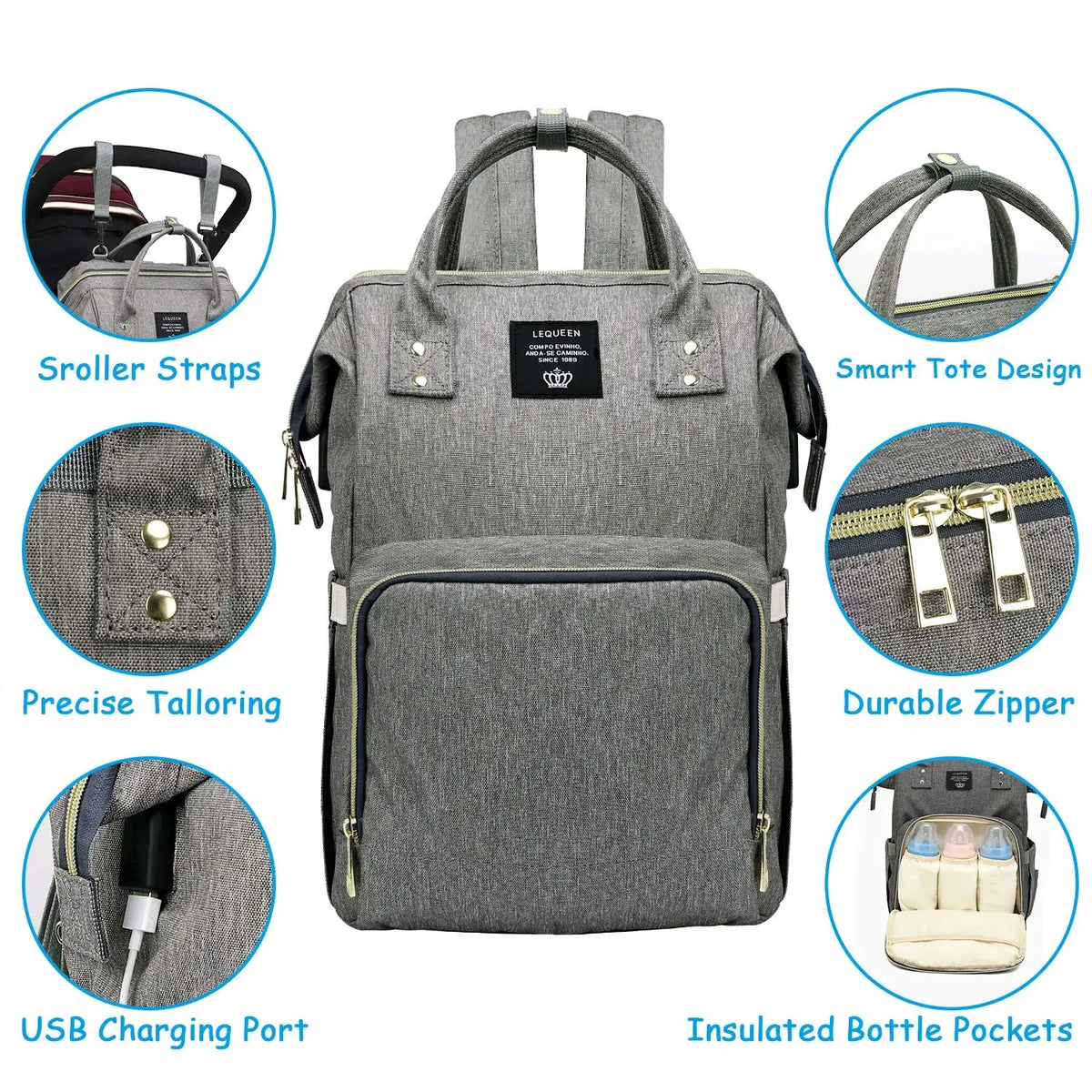 Mummy Diaper Backpack – Large Capacity, USB, Waterproof