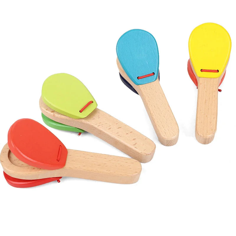 4PCS Wooden Castanets – Rhythm Fun for Kids!