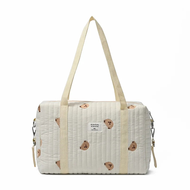 Sac à langer en coton – Sac cabas de maternité brodé à fleurs
