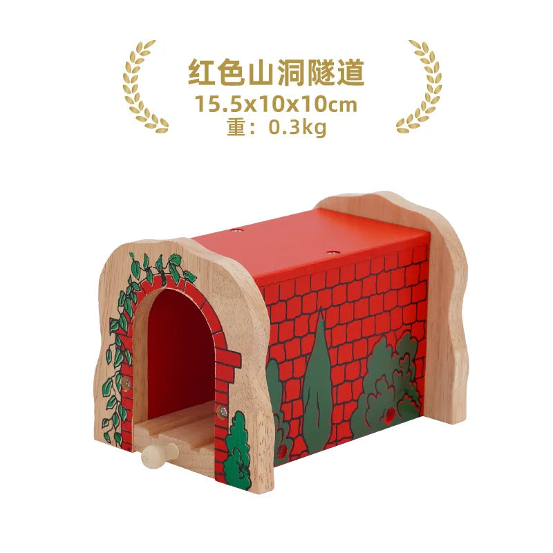 Wooden Train Track Set – Racing, Bridges & Tunnel Accessories Toy