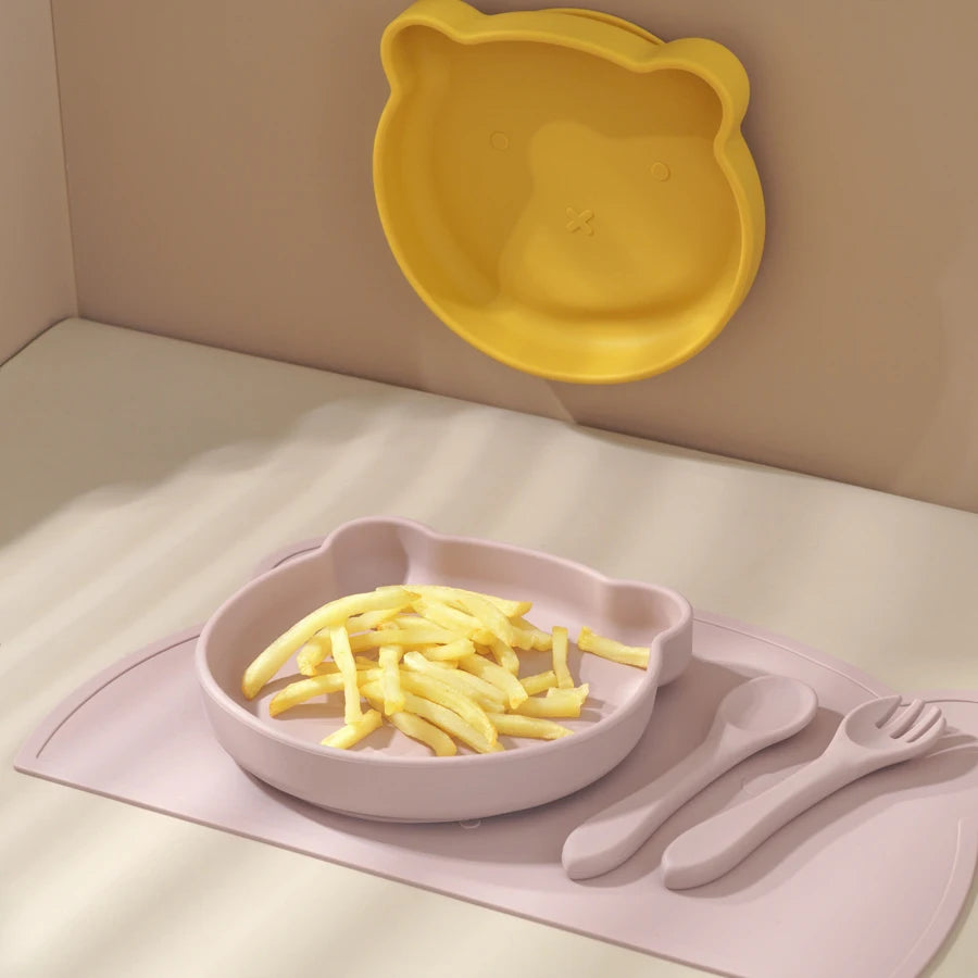 Baby Tableware Set – BPA-Free Silicone Plate, Utensils & Mat