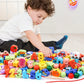 Montessori Wooden Bead Toy – Cartoon Fruit & Animal Stringing Game