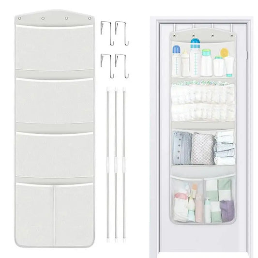 Folding Over-Door Plush Toy Organizer – Mesh Hammock Bag for Nursery