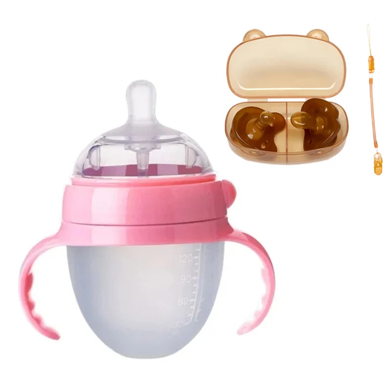 Silicone Nano Baby Bottle – 150/250ml, Handle, Anti-Choking, for 0–9 Months