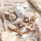 Newborn Bath Gift Set – Cotton Blanket, Milestone Cards & Rattle