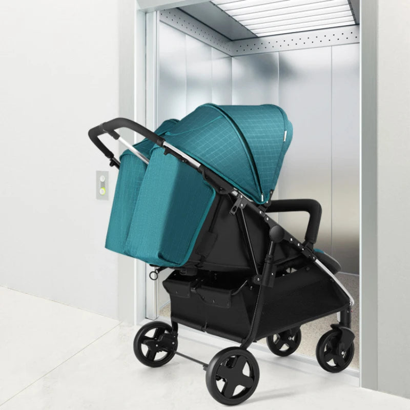 Twin Baby Stroller – Side-by-Side Sit & Lie, Lightweight Pushchair