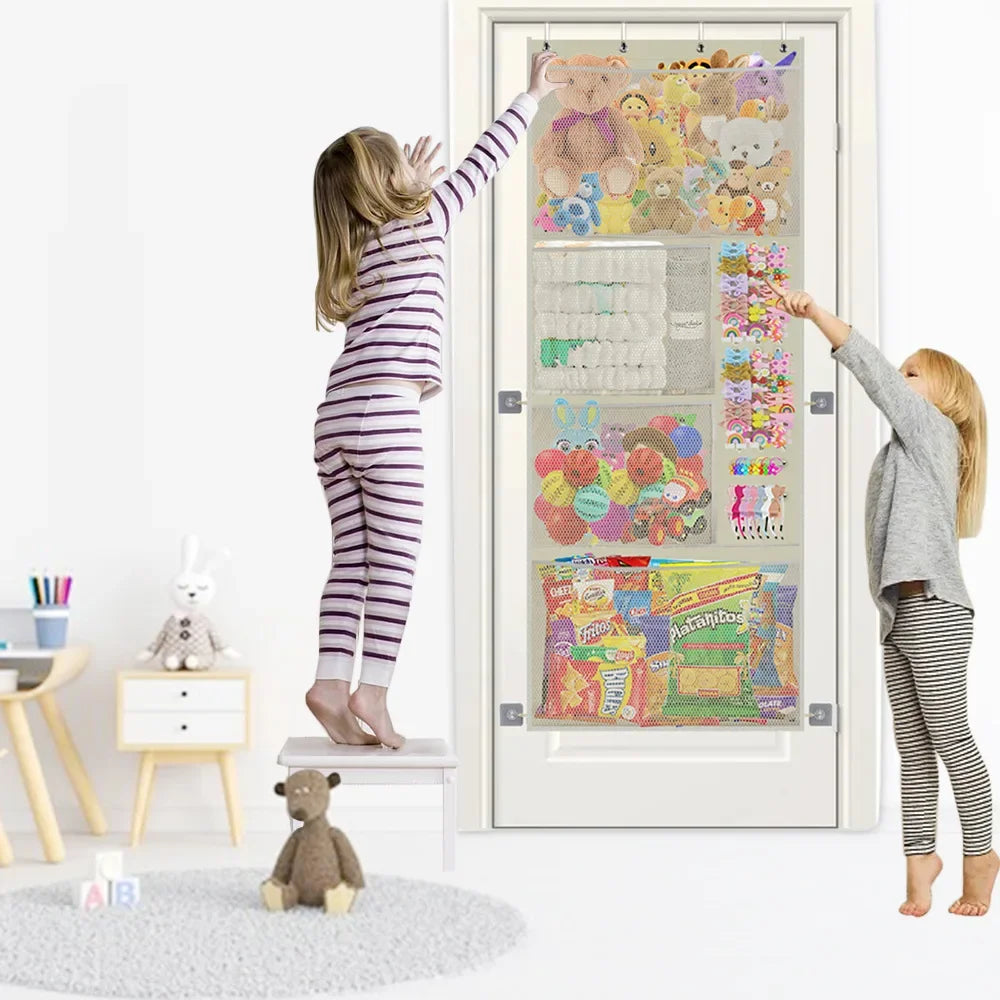 Over-Door Stuffed Toy Organizer – Hanging Storage Bag for Kids & Nursery