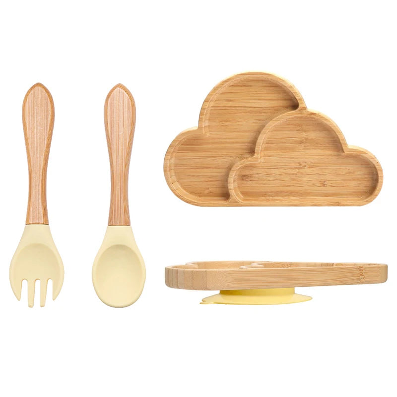 Baby Dinnerware – 3PCS Bamboo Plate & Suction Tableware
