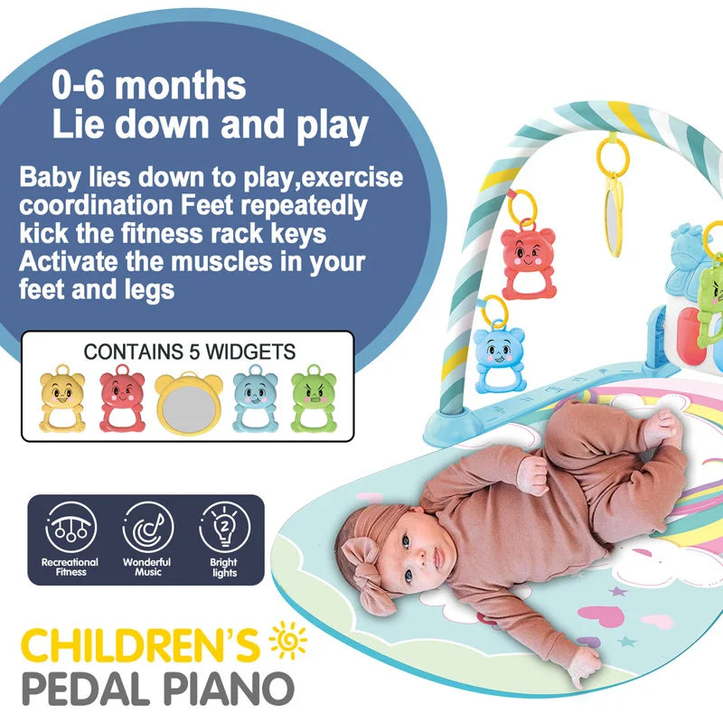 Tapis d'éveil musical avec piano pour bébé de 0 à 36 mois