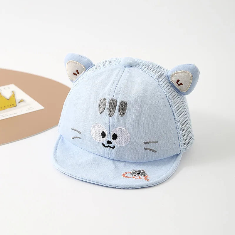 Casquette de baseball d'été pour enfants en maille, chapeau mignon de chat de dessin animé