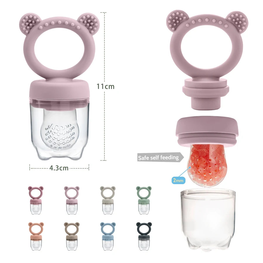 Bidon d'alimentation pour nouveau-né – Anneau de dentition en silicone pour fruits et légumes
