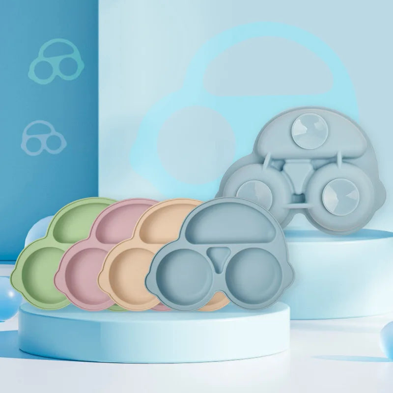 Assiette à ventouse en silicone pour bébé – Bol avec visage souriant