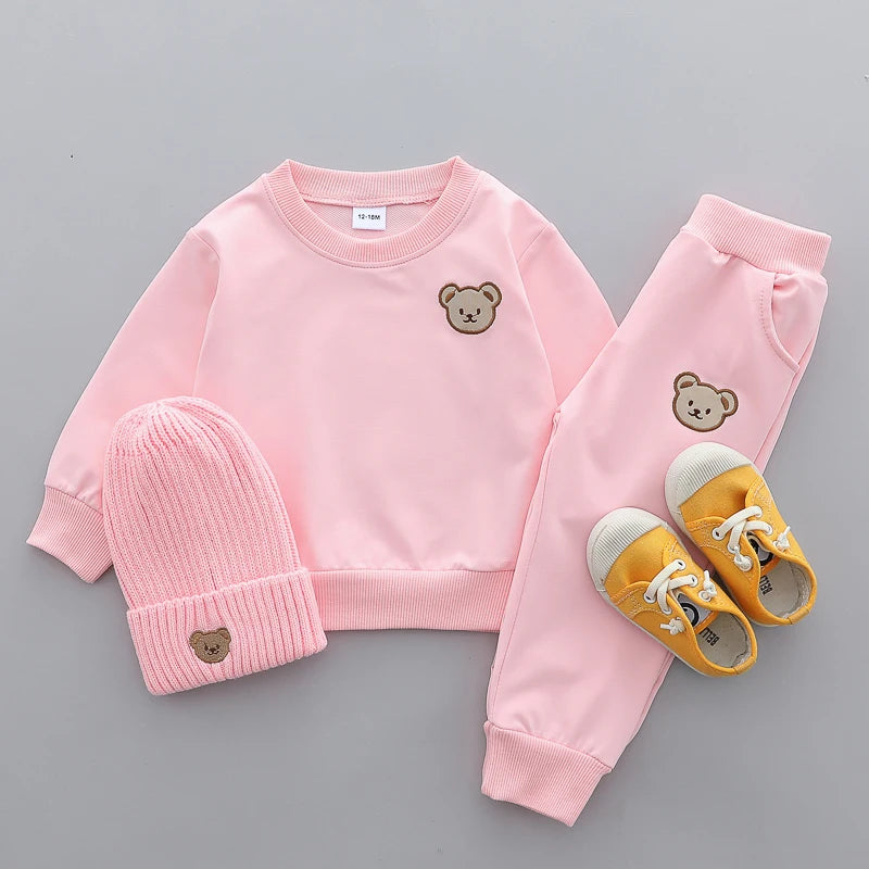 Ensemble 2 pièces pour enfant – Printemps/Automne Petit Ours Manches Longues et pantalon