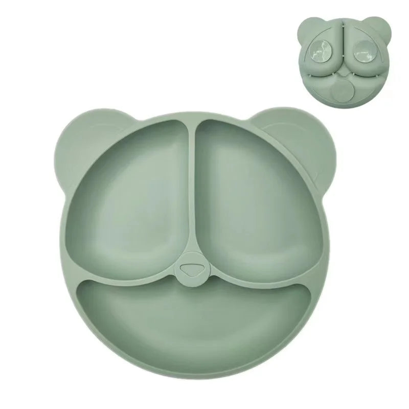 Assiette à ventouse en silicone pour bébé – Bol avec visage souriant