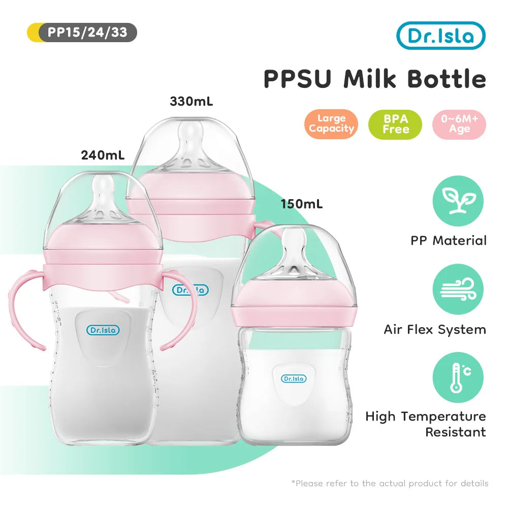 Biberon bébé en polypropylène (PP) de 150/240/330 ml avec poignée, biberon résistant pour nouveau-né