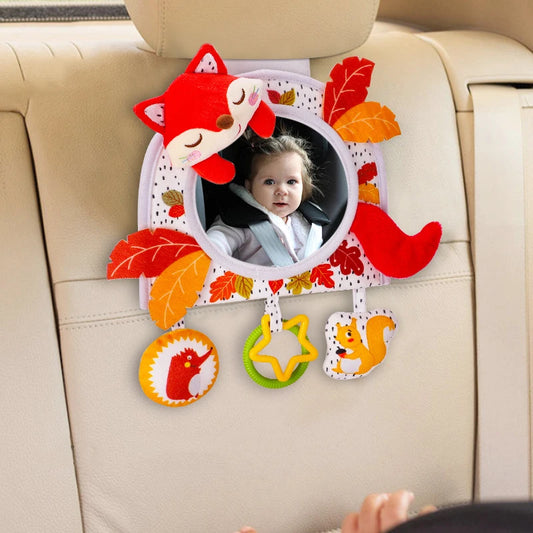 Car Seat Baby Mirror | Plush Cartoon Toy for Rear-Facing Infants