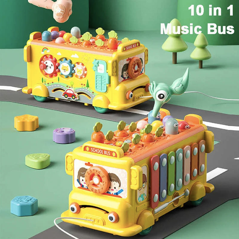 Jeu de bus Montessori – Labyrinthe, marteau et puzzle éducatif