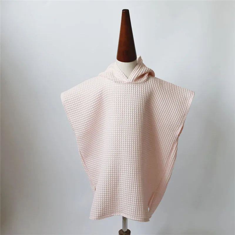 Baby Hooded Bath Towel – Cotton Waffle Cape Blanket & Bathrobe for Kids