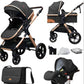 Poussette bébé 3 en 1 avec siège auto – Poussette pliable position assise et allongée
