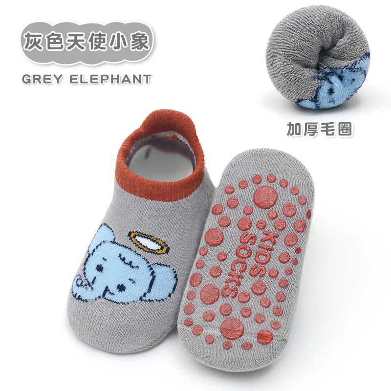 Chaussettes bébé antidérapantes mignonnes – Imprimé animal d'été