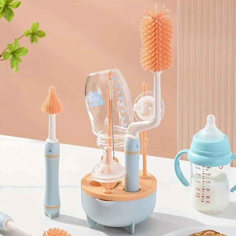 Kit de nettoyage portable pour biberons | Ensemble 6 en 1 avec goupillons et boîte de rangement