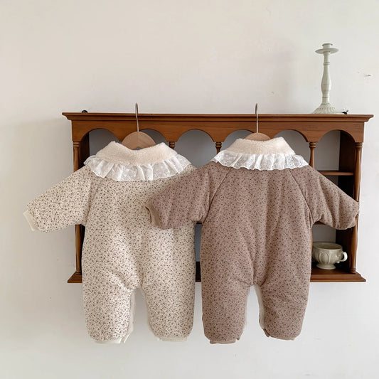 Sweet Lace Collar Romper – Warm Winter Baby Outfit