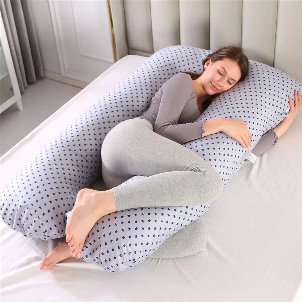 Coussin de corps en forme de U – Soutien en coton pour la grossesse et la maternité