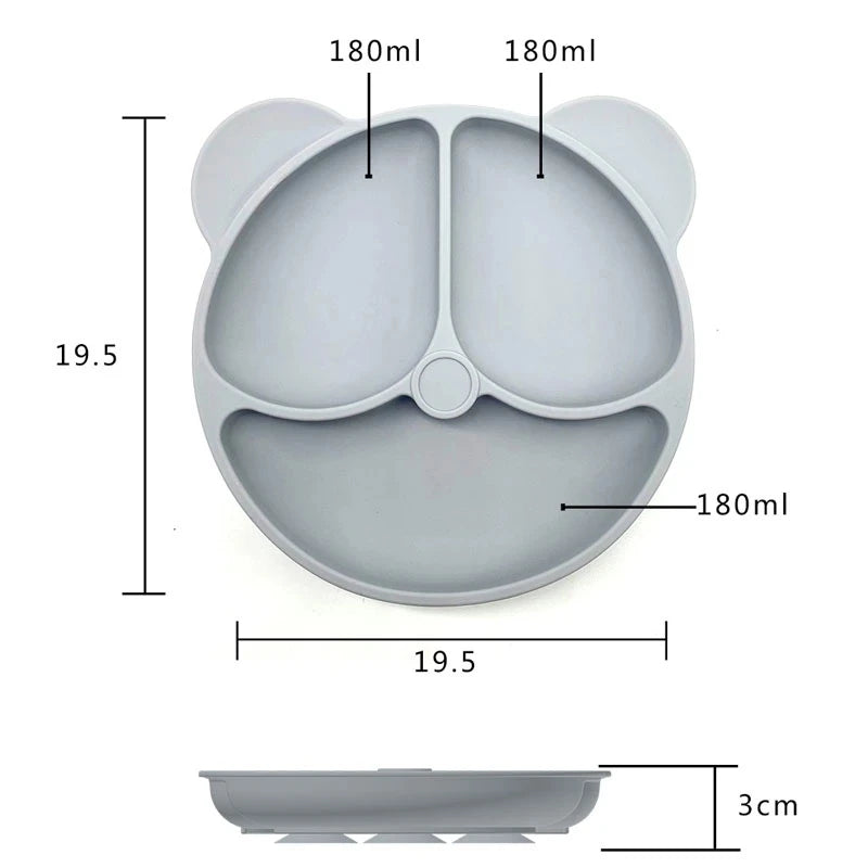 Assiette à ventouse en silicone pour bébé – Bol avec visage souriant