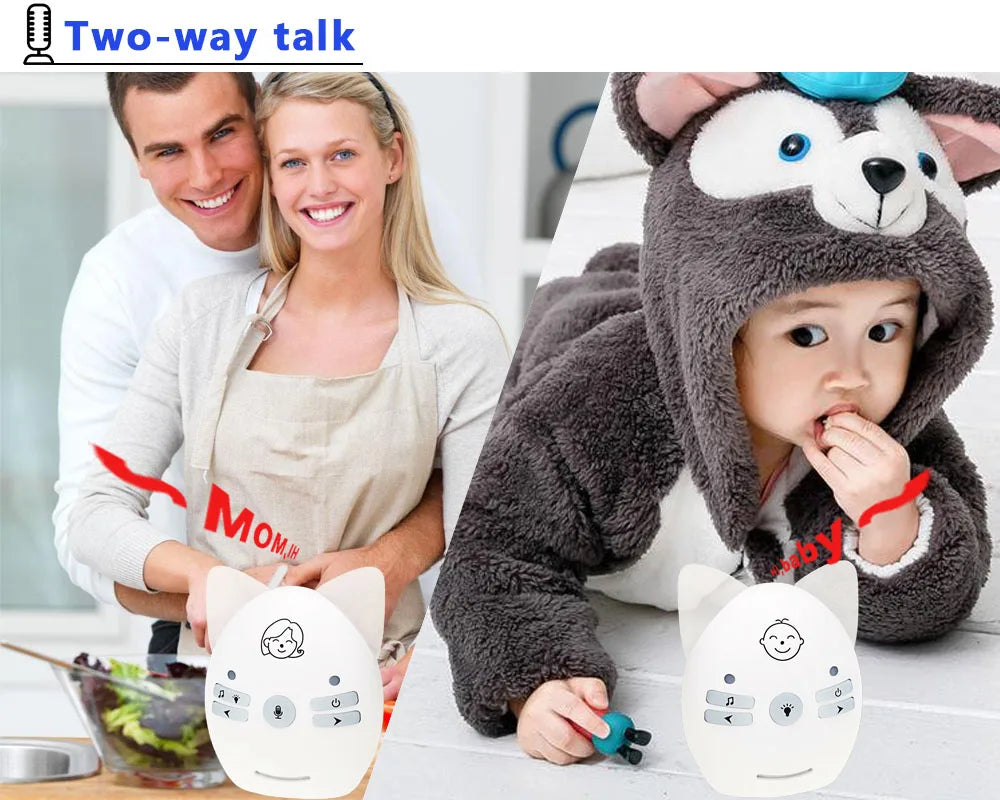 Moniteur audio pour bébé 2,4 GHz avec interphone bidirectionnel