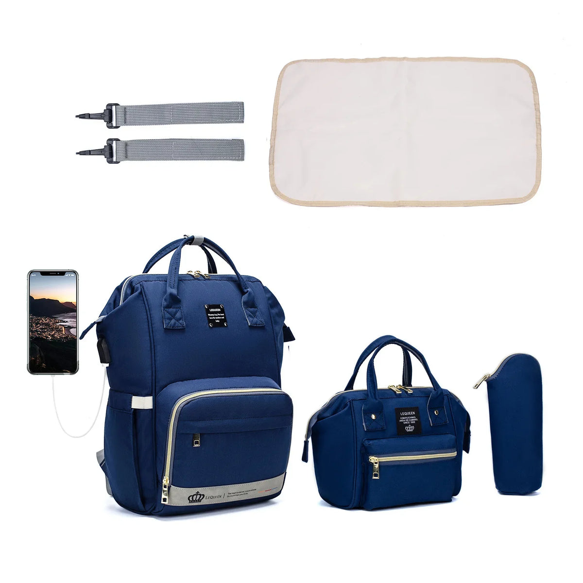 Mummy Diaper Backpack – Large Capacity, USB, Waterproof