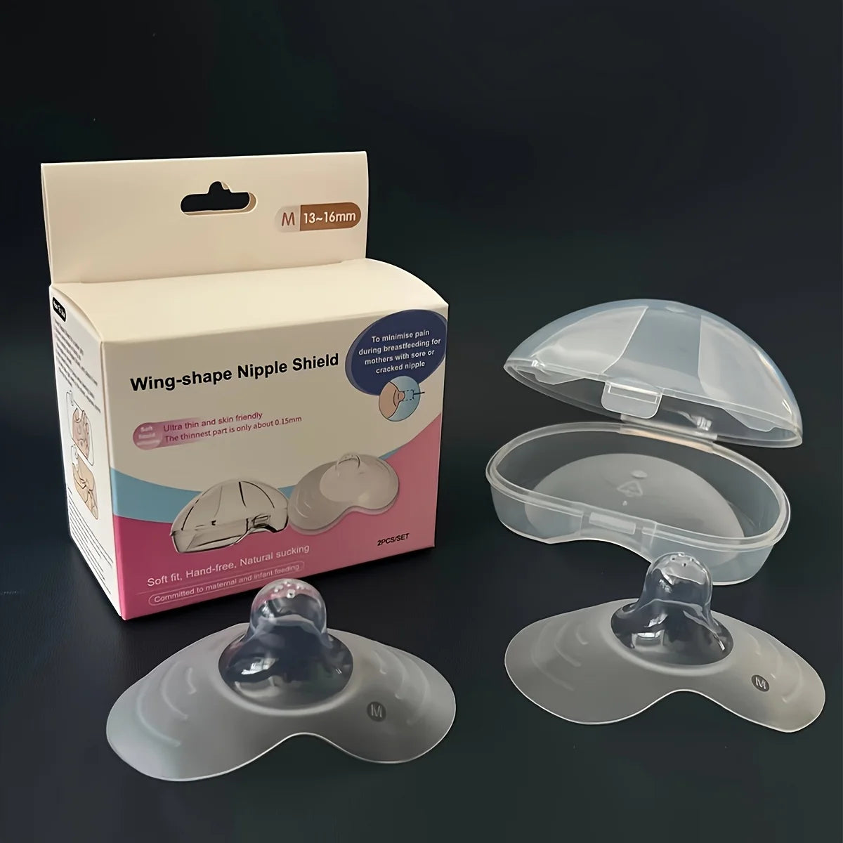 2PCS Silicone Nipple Shields – Soft Breastfeeding Protectors with Box