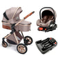 Poussette 3 en 1 à profil haut avec siège auto et fixation ISOFIX