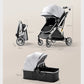 Poussette bébé 3 en 1 de luxe – Position assise et allongée, poussette de voyage portable