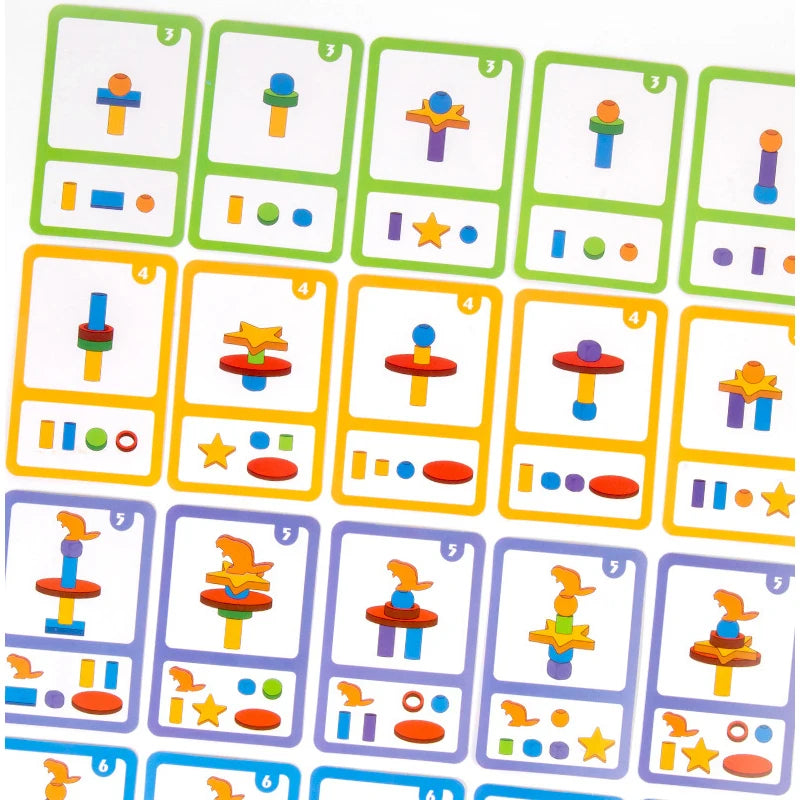 Montessori Wooden Stacking & Sorting Blocks – Balance & Shape Challenge Toy