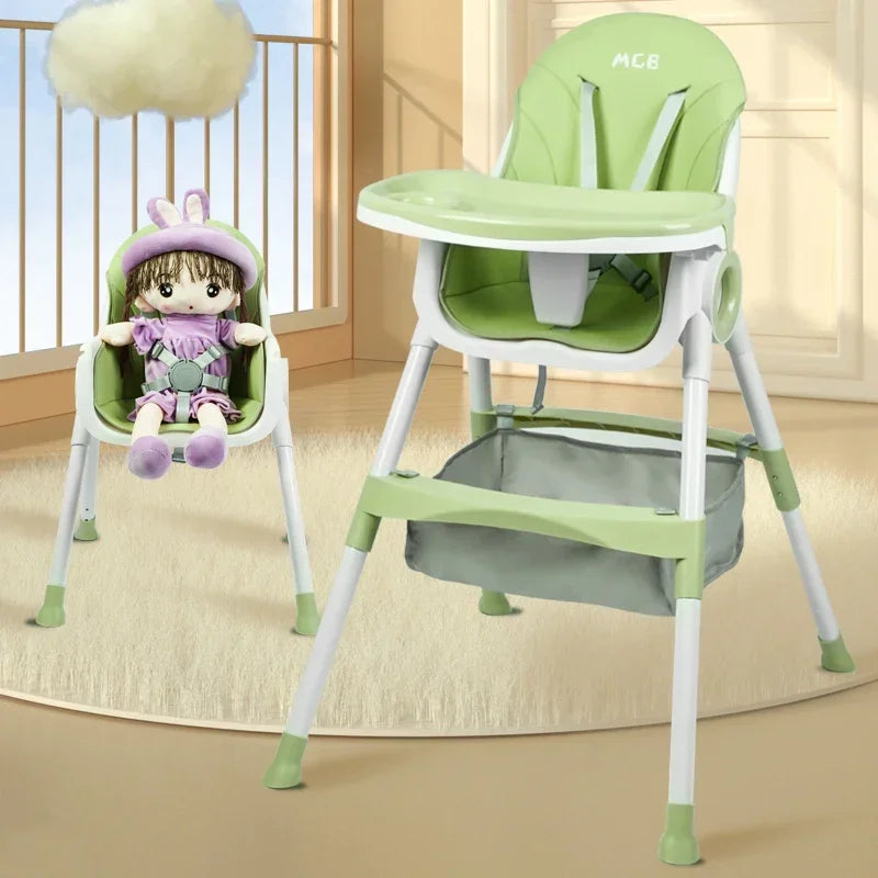 Chaise haute bébé pliable et multifonctionnelle – Réglable avec ceinture de sécurité