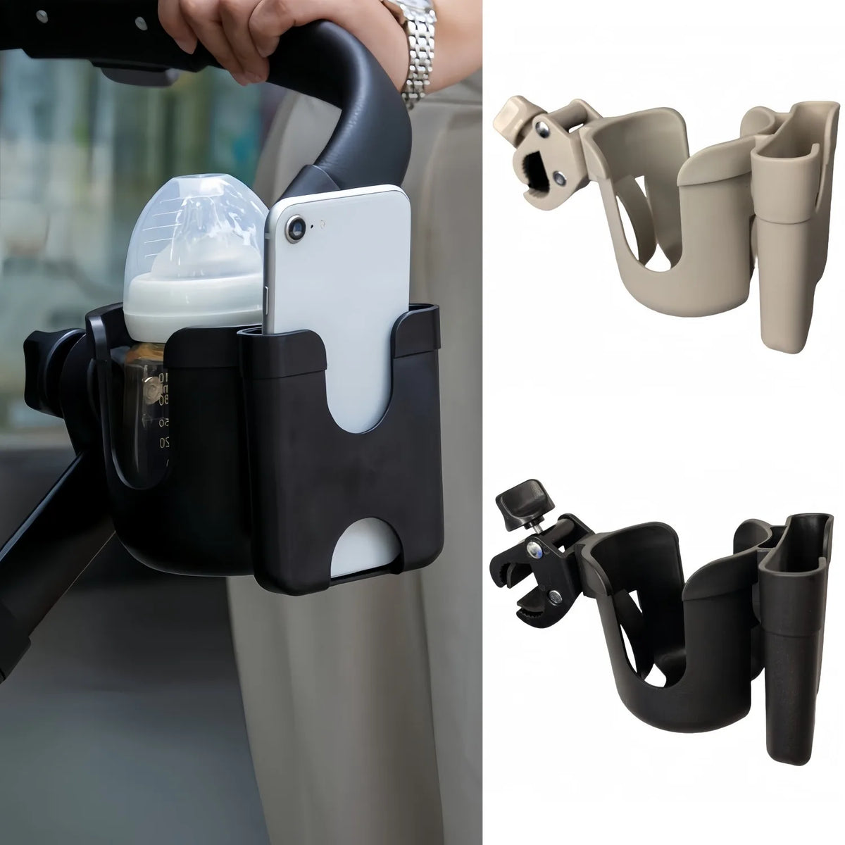 Pram & Stroller Cup Holder – Anti-Slip Bottle & Phone Holder