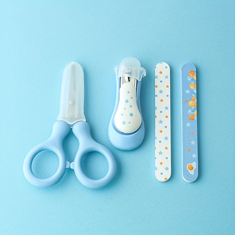 Ensemble de soins pour bébé 4 pièces : coupe-ongles avec capuchon, limes à ongles, ciseaux