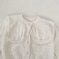 Gilet tricoté d'automne pour bébé fille – Veste en coton avec grand col rabattu