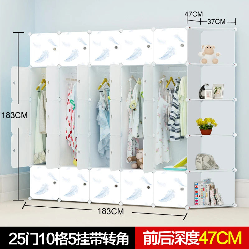 Armoire bébé minimaliste – Cube en plastique et rangement en tissu