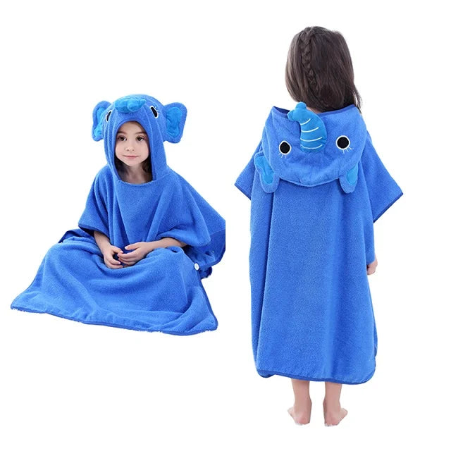 Serviette de bain à capuche pour enfants MICHLEY Fox – Peignoir poncho en coton (2–6 ans)