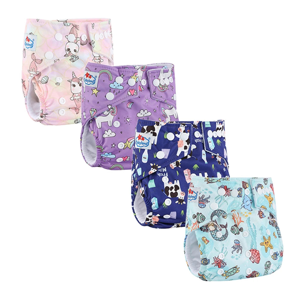 Couches lavables Babyland – Lot de 4, imperméables et écologiques pour peaux sensibles