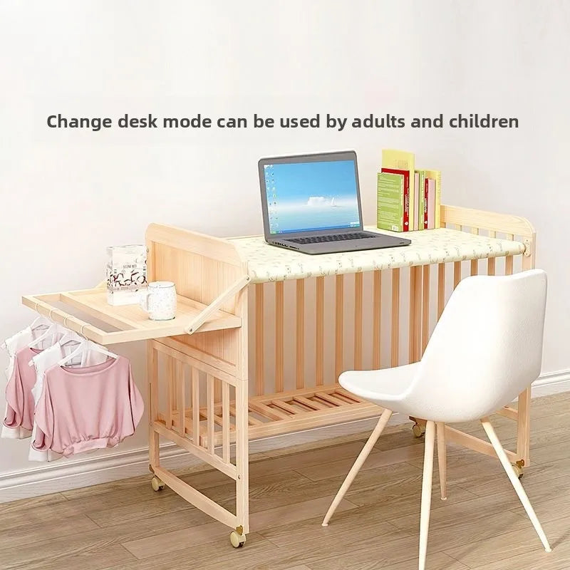 Convertible Baby Bed – Solid Wood & Adjustable Cradle