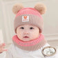 Ensemble bonnet et écharpe tricotés Bébé Ours – Bonnet d'hiver chaud pour garçons et filles