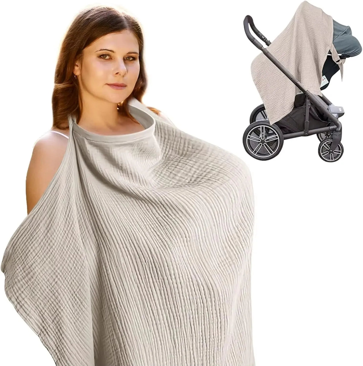 Couverture d'allaitement pour maman – Accessoire en coton doux pour préserver l'intimité et la poussette