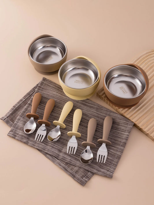 Toddler Feeding Set – 3PCS Bowl, Spoon & Fork for Weaning