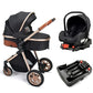 Poussette 3 en 1 à profil haut avec siège auto et fixation ISOFIX